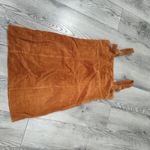 Forever 21 Corduroy Pinafore Pencil Skirt in Burnt Orange